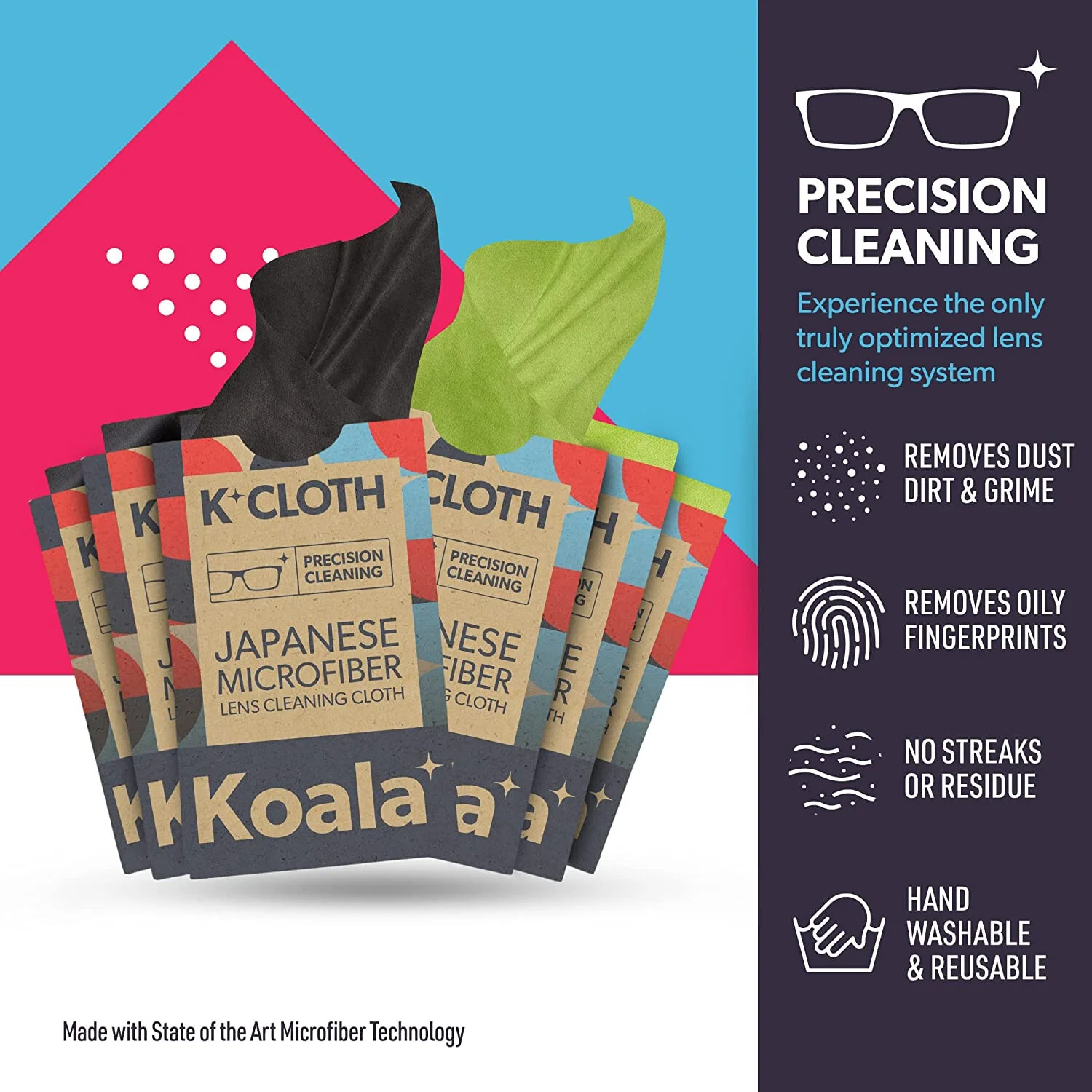 Koala Kloth Microfiber Cleaning Cloth | Eyeglass Lens Cleaner | Glasses Phone 2
